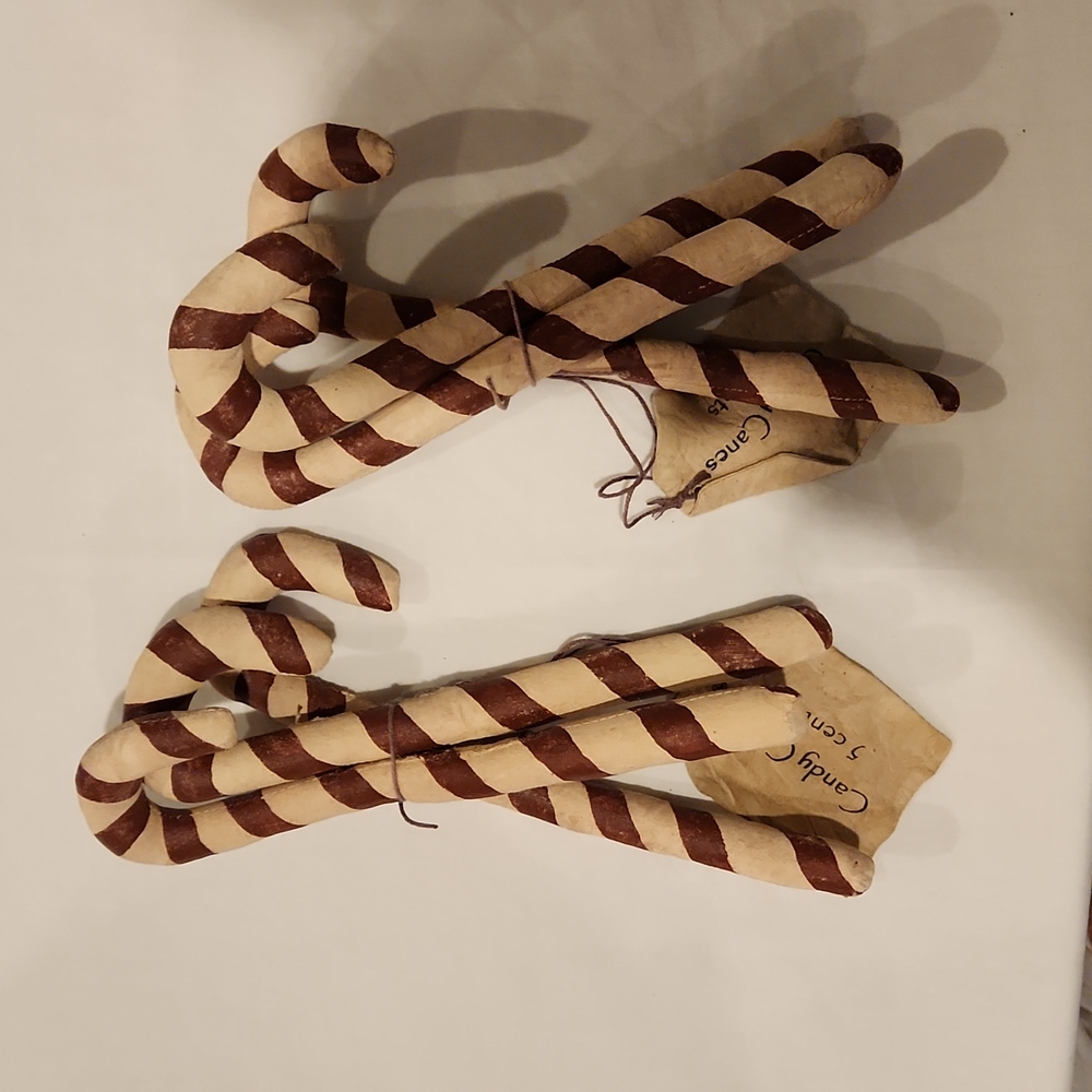 2 sets of 3 fabric candy canes.  Very cute for the tree or as a gift